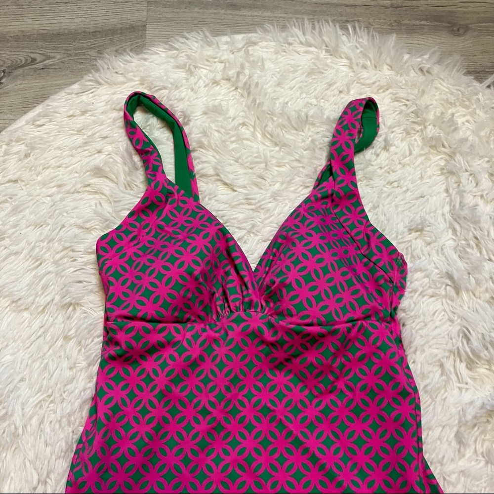 Boden Pink and Green Patterned Tankini Top only - Picture 4 of 8